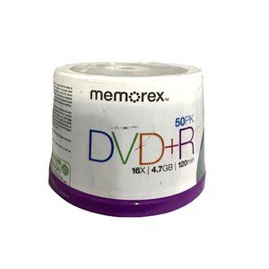 Memorex DVD plus R 16x 4.7GB 50 Pack Spindle Blank Discs Dvd+r Media Disks NEW